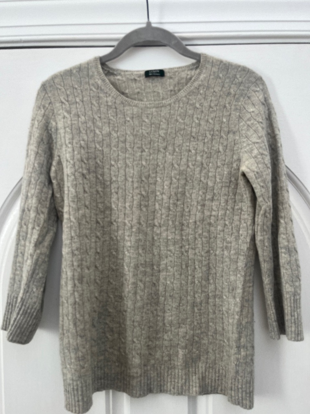 J. Crew 100% Cashmere Grey Cable Knit Sweater (S)